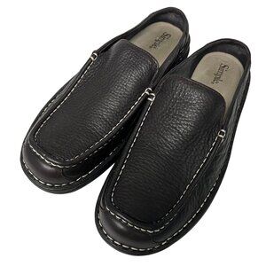 Simple Brand SIZE 9 MENS Brown Leather Stitched Clogs Slip On Loafers